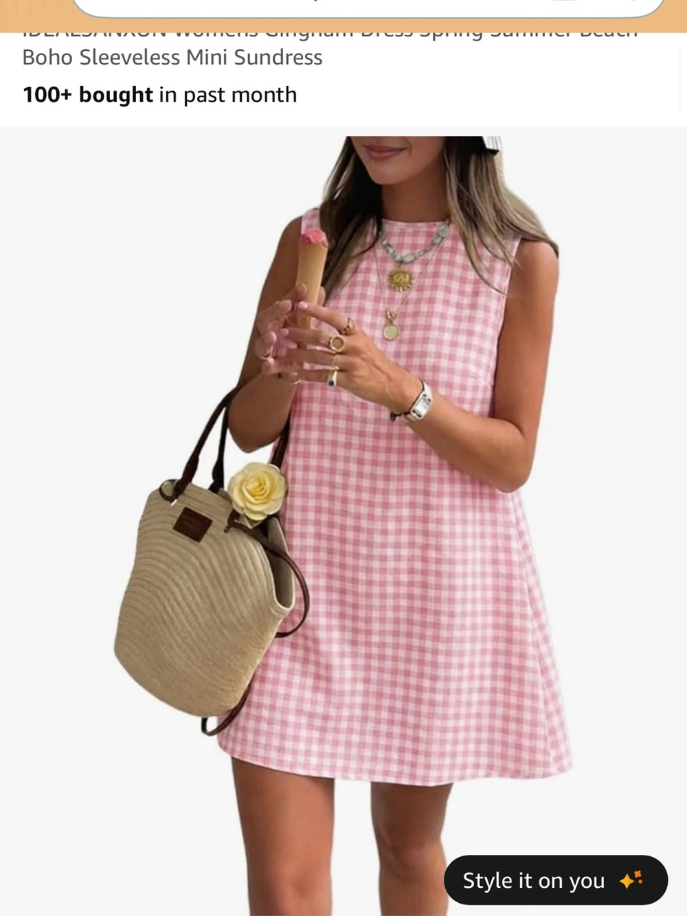 Sleeveless Pink Gingham A-Line Dress